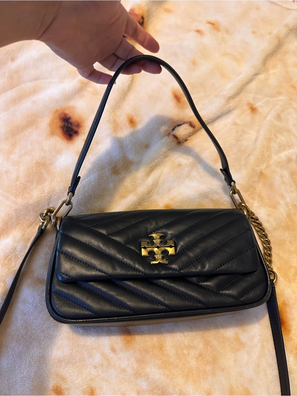 Tory Burch Black Quilted Shoulder Bag with Gold Logo